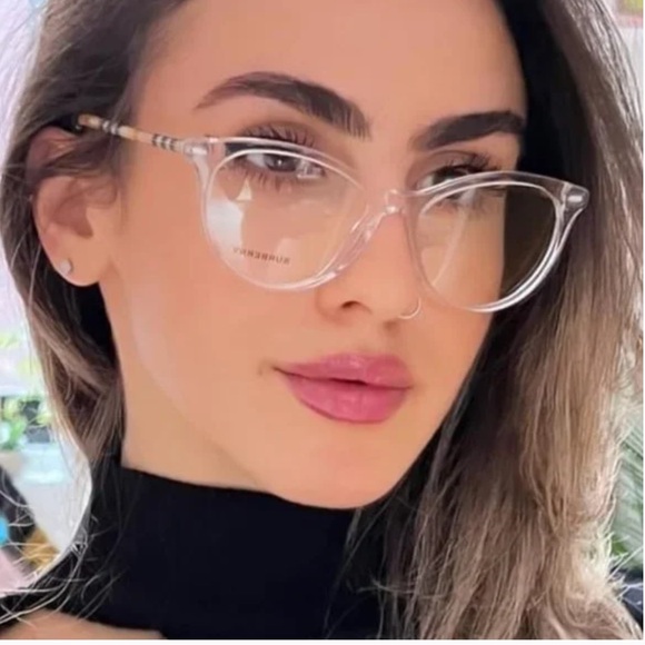 Burberry 2325 Clear Frame Plaid Sides Eye Glasses - Picture 2 of 6